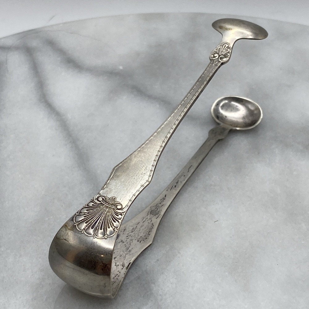 Antique David Andersen 4.25" Sugar Tongs 830 Silver Shell Pattern Norway Art Nou